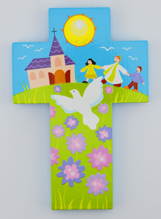 Croce per Bambini in Legno - Sacerdote e Colomba (pic 1)