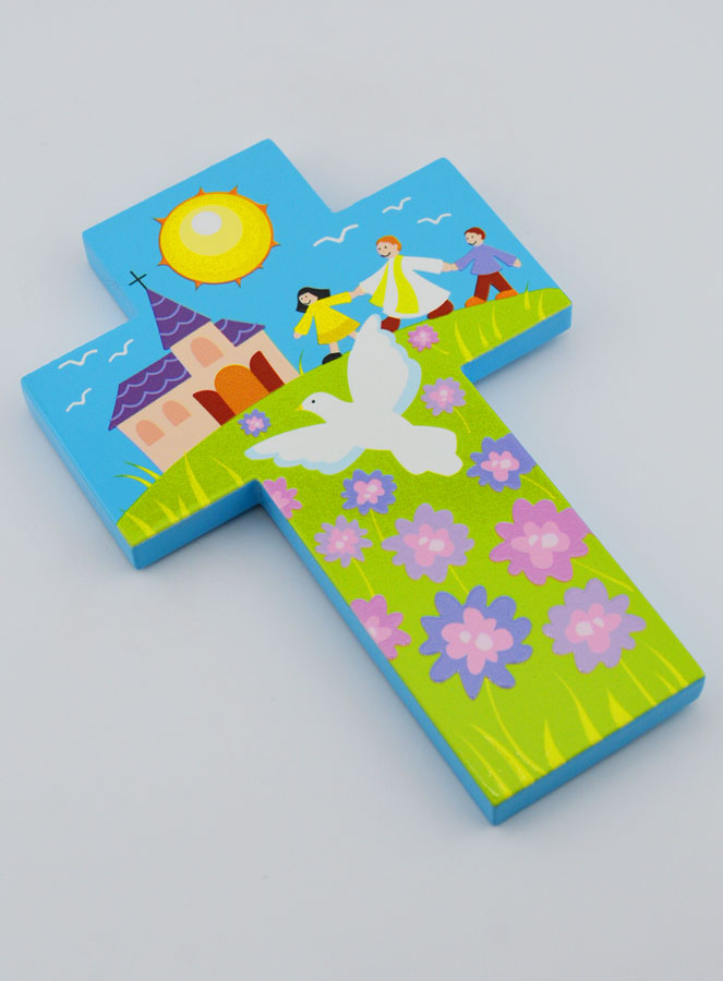 Croce per Bambini in Legno - Sacerdote e Colomba (pic 3)