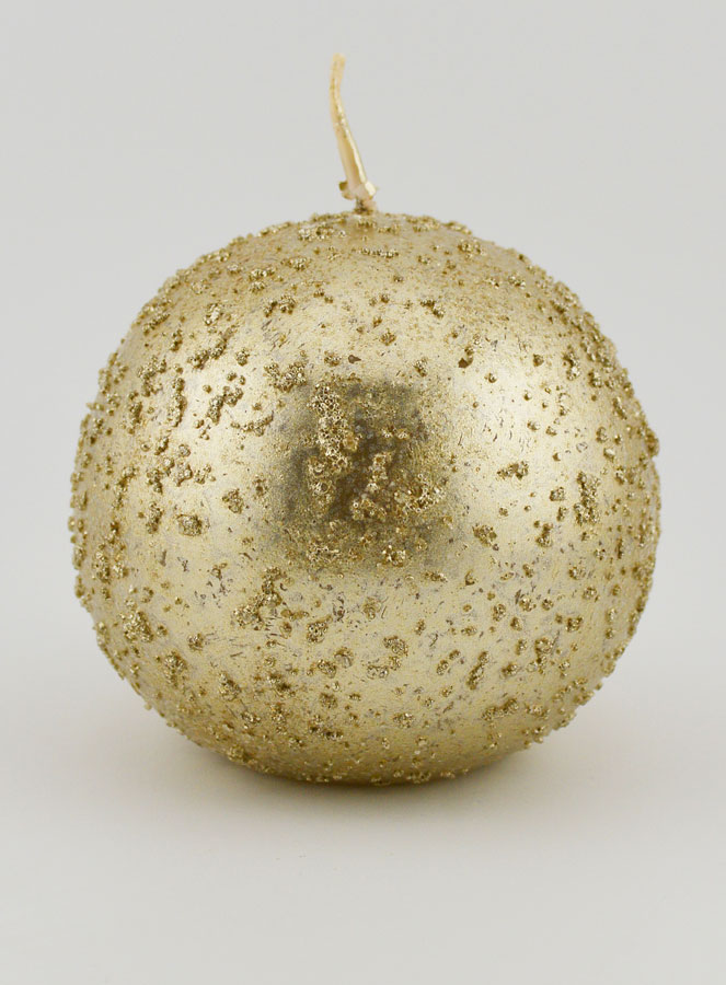 Candela Sfera di Natale Glitterata - Champagne (pic 1)