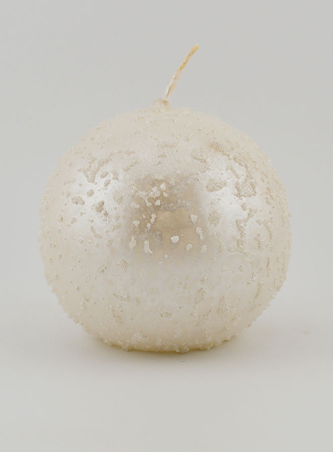 Candela Décorazione Sfera Glitterata - Bianco Perlato (pic 1)