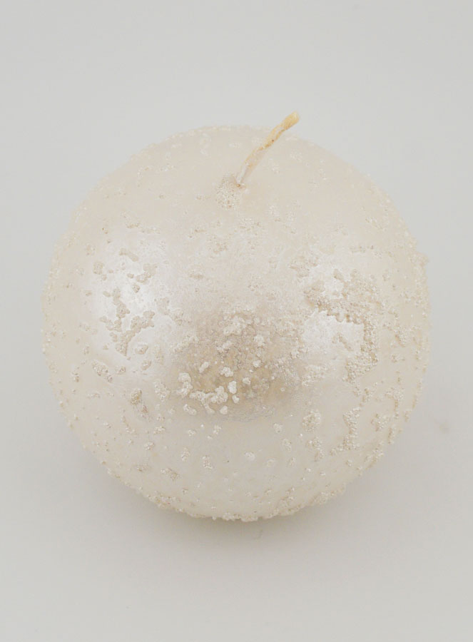 Candela Décorazione Sfera Glitterata - Bianco Perlato (pic 2)