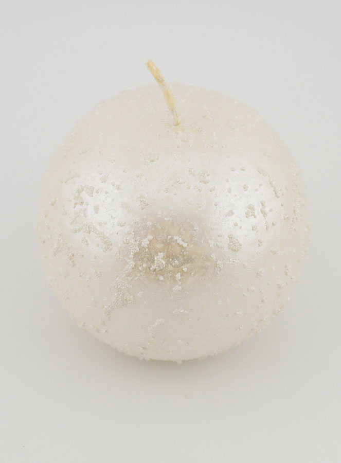 Candela Sfera di Natale Glitterata - Bianco Perlato (pic 2)