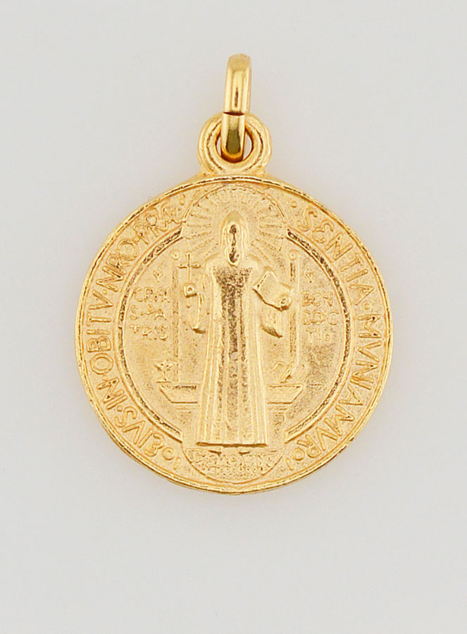 Medaglia di San Benedetto in Oro Placcato - 18 mm (pic 2)