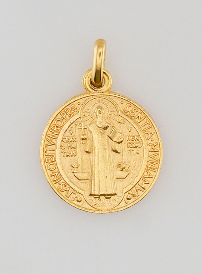 Medaglia di San Benedetto in Oro Placcato - 15 mm (pic 1)