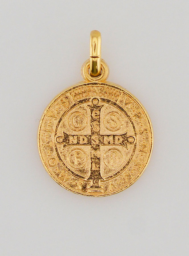 Medaglia di San Benedetto in Oro Placcato - 15 mm (pic 2)