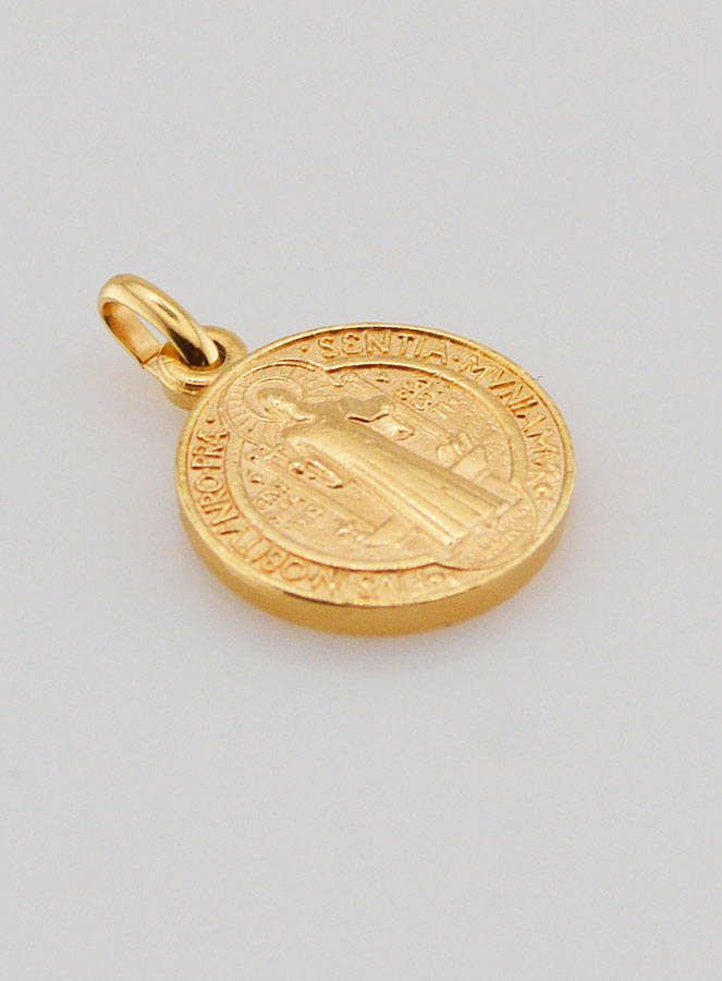 Medaglia di San Benedetto in Oro Placcato - 15 mm (pic 3)