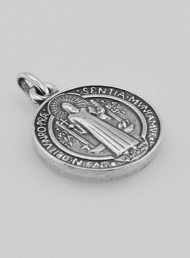 Medaglia di San Benedetto in Argento Placcato - 18 mm (pic 3)