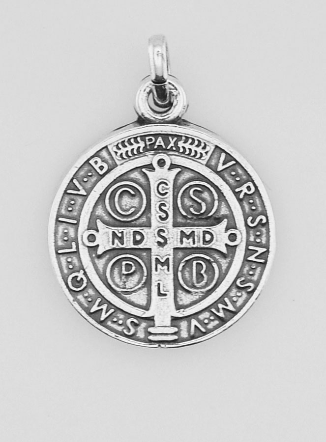 Medaglia di San Benedetto in Argento Placcato - 10mm (pic 1)