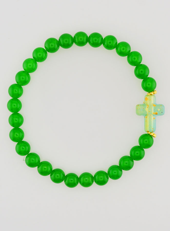 Bracciale Religioso Croce e Giada Verde (pic 1)