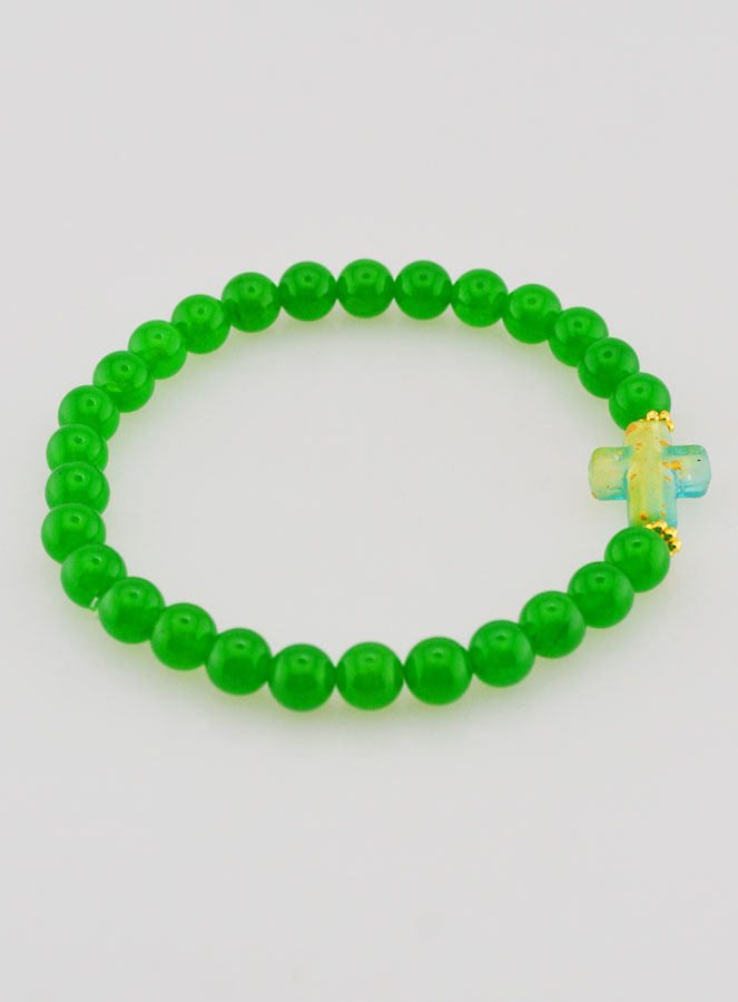 Bracciale Religioso Croce e Giada Verde (pic 2)