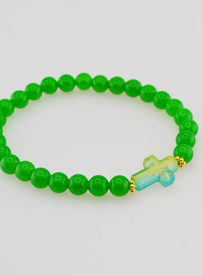 Bracciale Religioso Croce e Giada Verde (pic 3)