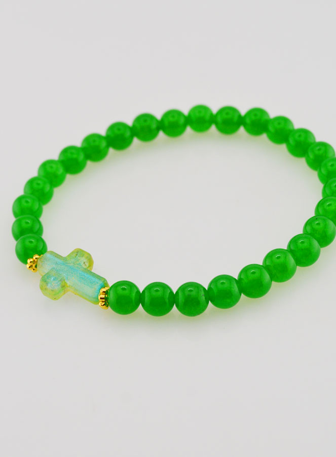 Bracciale Religioso Croce e Giada Verde (pic 4)