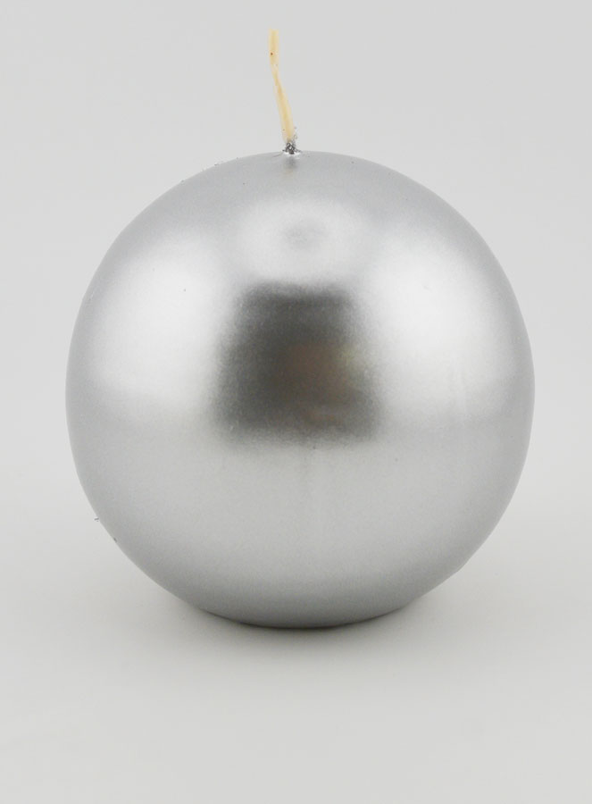 Candela Sfera di Natale 8cm - Argento (pic 1)