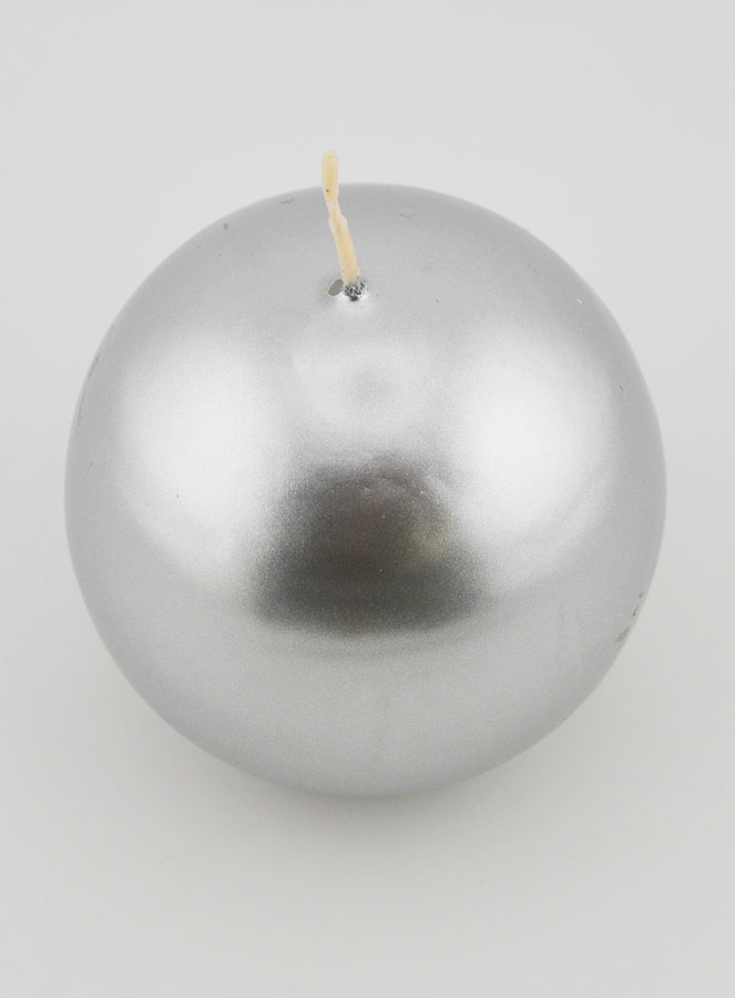 Candela Sfera di Natale 8cm - Argento (pic 2)