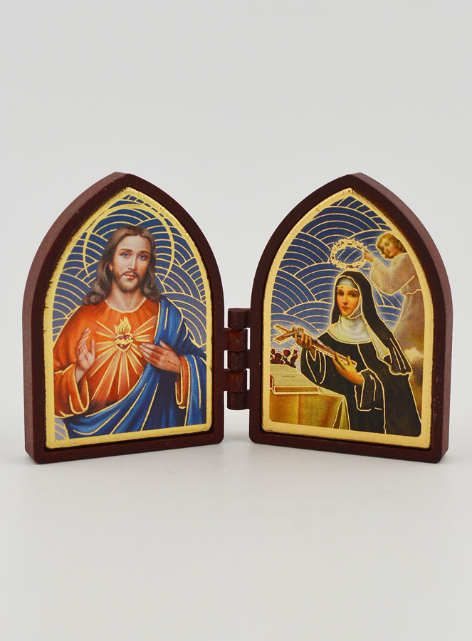 Icona Mini Dittico - Sacro Cuore di Gesù & Santa Rita (pic 1)