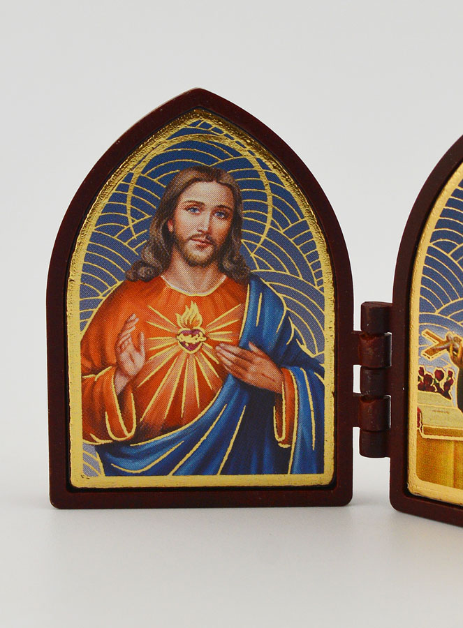 Icona Mini Dittico - Sacro Cuore di Gesù & Santa Rita (pic 2)