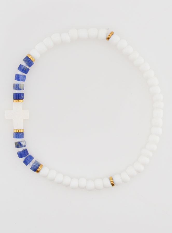 Bracciale Religioso in Pietra e Madreperla - Blu (pic 1)