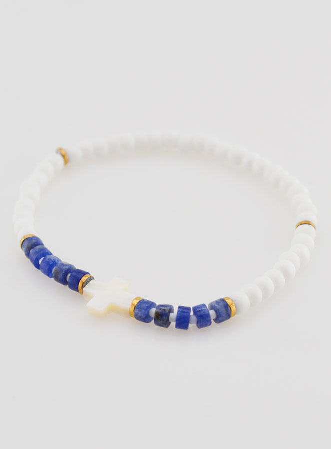 Bracciale Religioso in Pietra e Madreperla - Blu (pic 3)