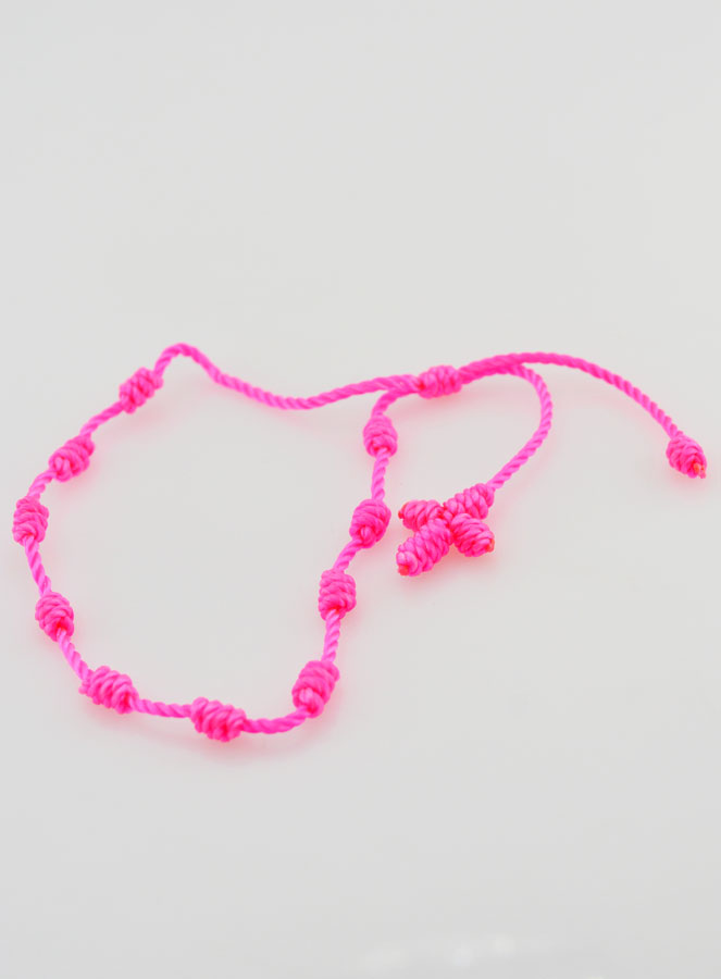 Bracciale Decina in Corda Rosa Fluo (pic 3)