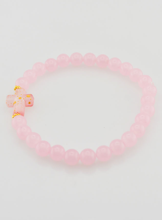 Bracciale Religioso Croce e Giada Rosa (pic 2)
