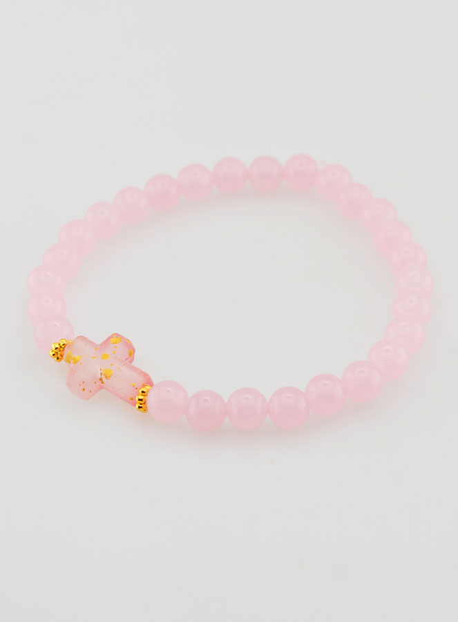 Bracciale Religioso Croce e Giada Rosa (pic 3)