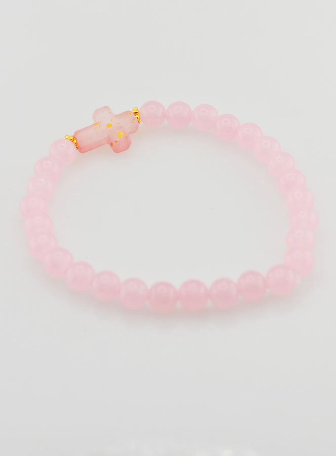 Bracciale Religioso Croce e Giada Rosa (pic 4)
