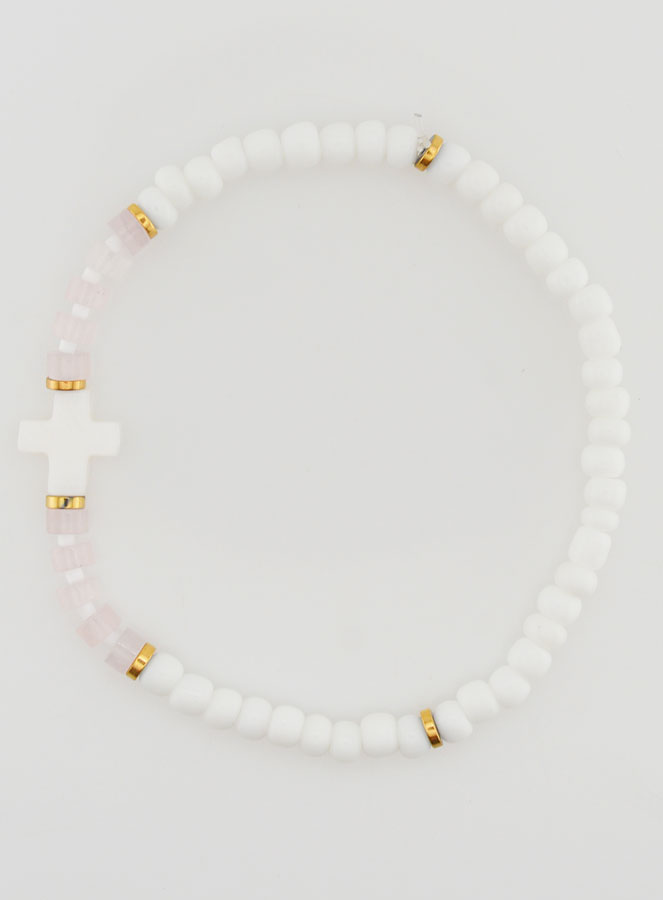 Bracciale Religioso in Pietra e Madreperla - Rosa Pallido (pic 1)