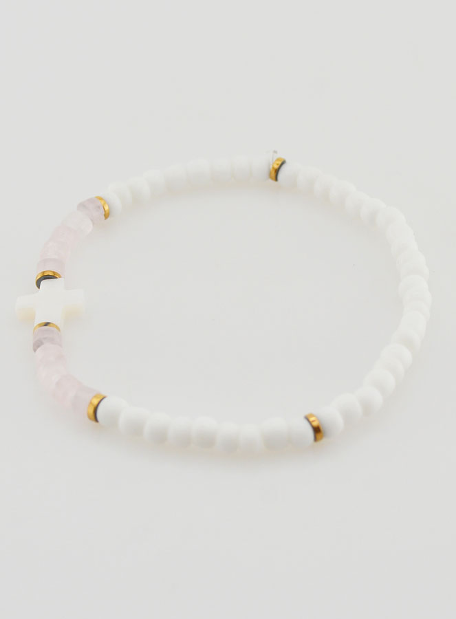 Bracciale Religioso in Pietra e Madreperla - Rosa Pallido (pic 2)