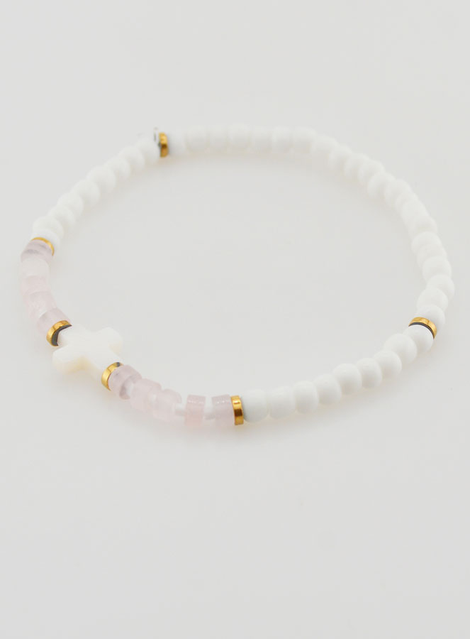 Bracciale Religioso in Pietra e Madreperla - Rosa Pallido (pic 3)