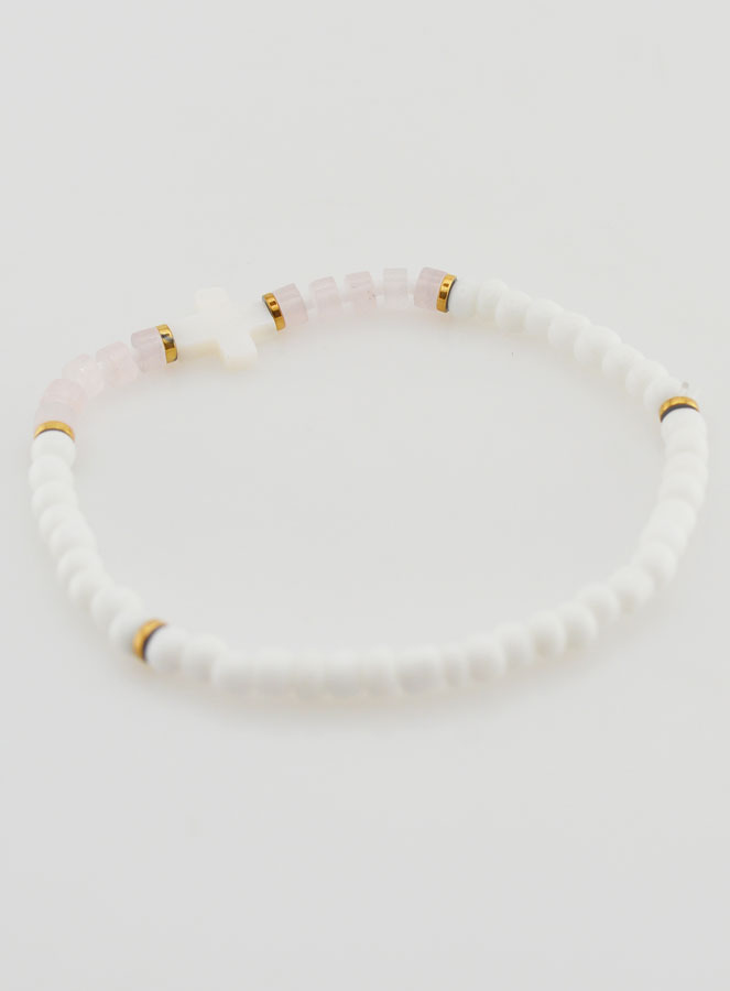 Bracciale Religioso in Pietra e Madreperla - Rosa Pallido (pic 4)