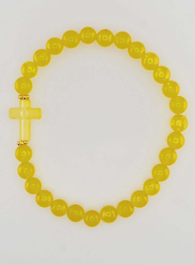 Bracciale Religioso Croce e Giada Giallo (pic 1)