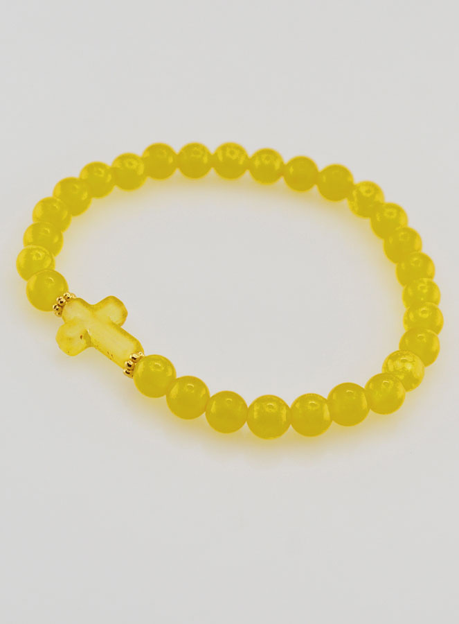 Bracciale Religioso Croce e Giada Giallo (pic 3)