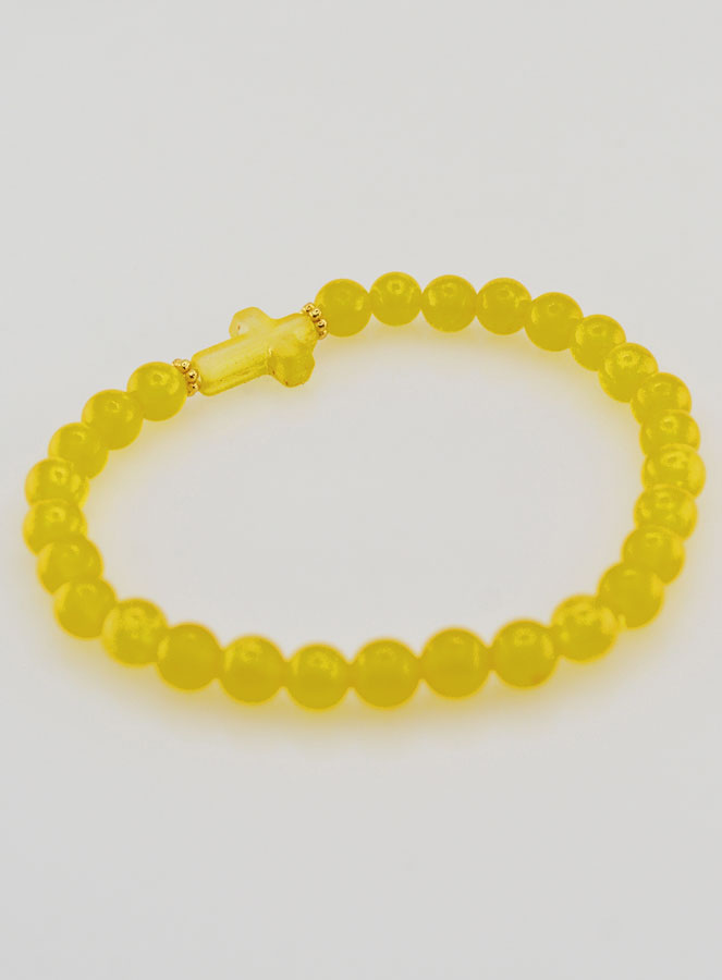 Bracciale Religioso Croce e Giada Giallo (pic 4)