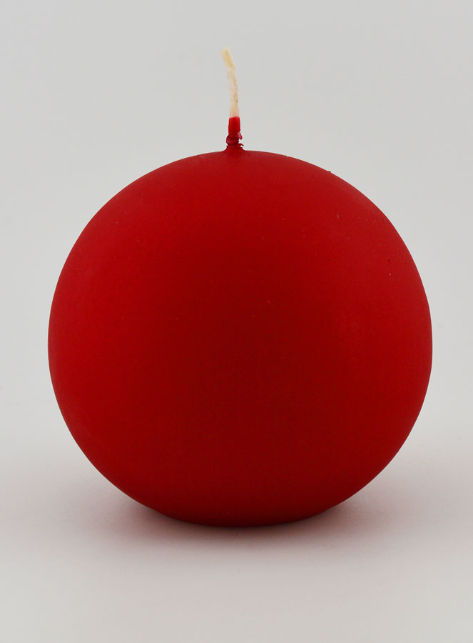 Candela Sfera di Natale 8cm - Rosso Vellutato (pic 1)