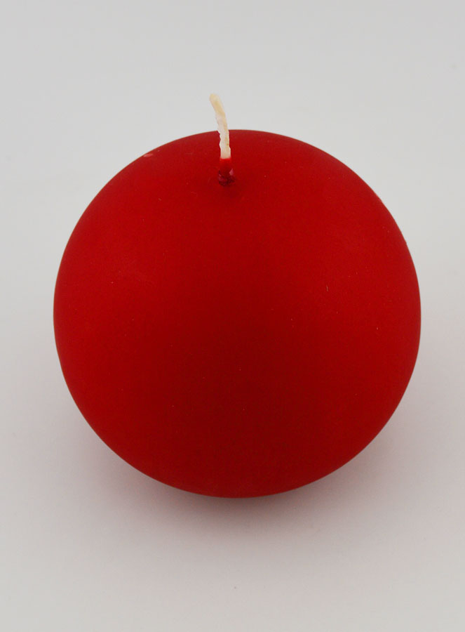 Candela Sfera di Natale 8cm - Rosso Vellutato (pic 2)
