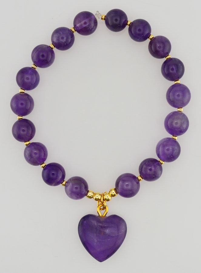 Bracciale in Pietra Naturale Cuore - Ametista (pic 1)