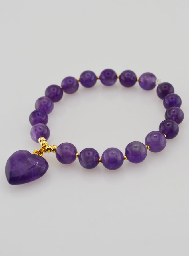 Bracciale in Pietra Naturale Cuore - Ametista (pic 3)