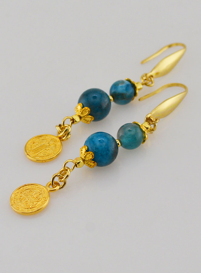 Orecchini Religiosi - Apatite e San Benedetto (pic 4)