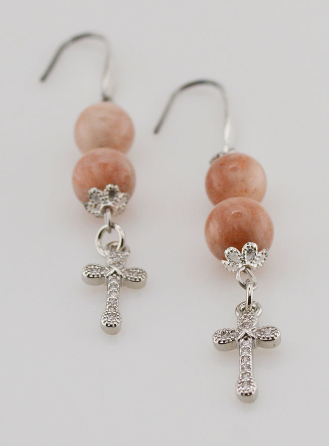 Orecchini Religiosi - Pietra del Sole e Croce (pic 2)