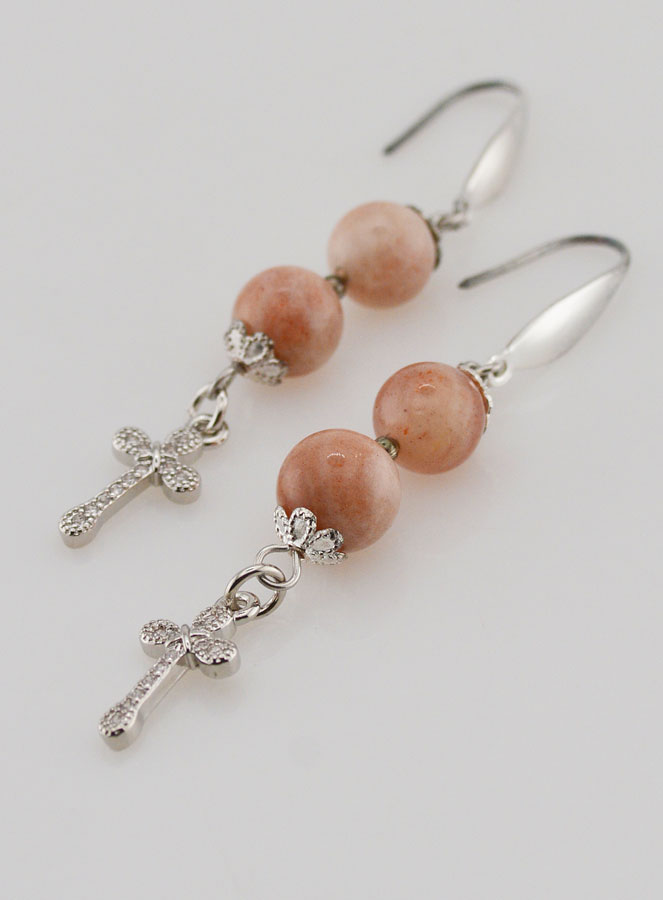 Orecchini Religiosi - Pietra del Sole e Croce (pic 4)