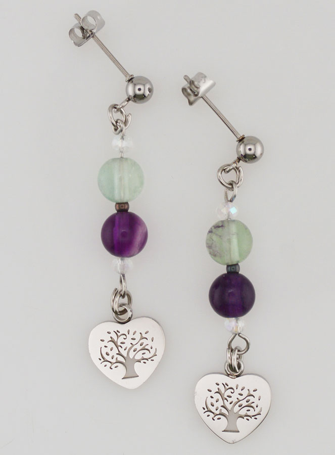 Orecchini Religiosi - Fluorite e Albero Della vita (pic 1)