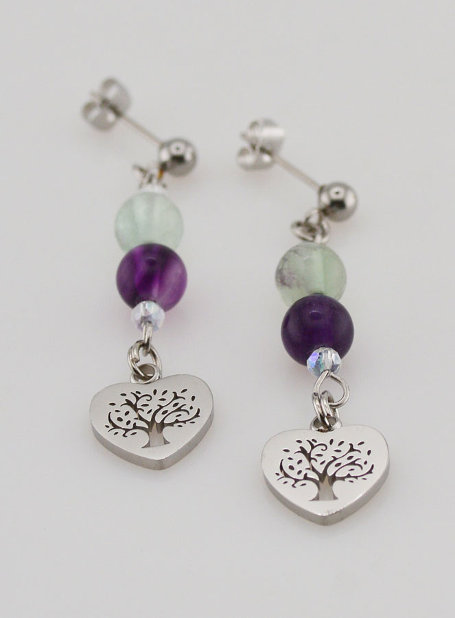 Orecchini Religiosi - Fluorite e Albero Della vita (pic 2)