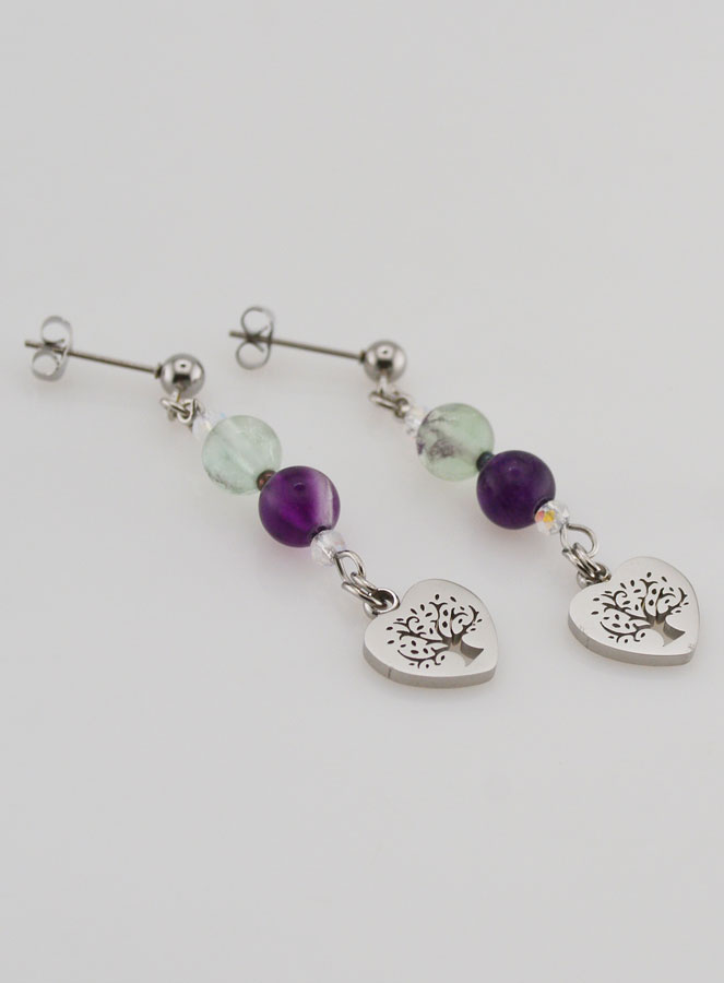 Orecchini Religiosi - Fluorite e Albero Della vita (pic 3)