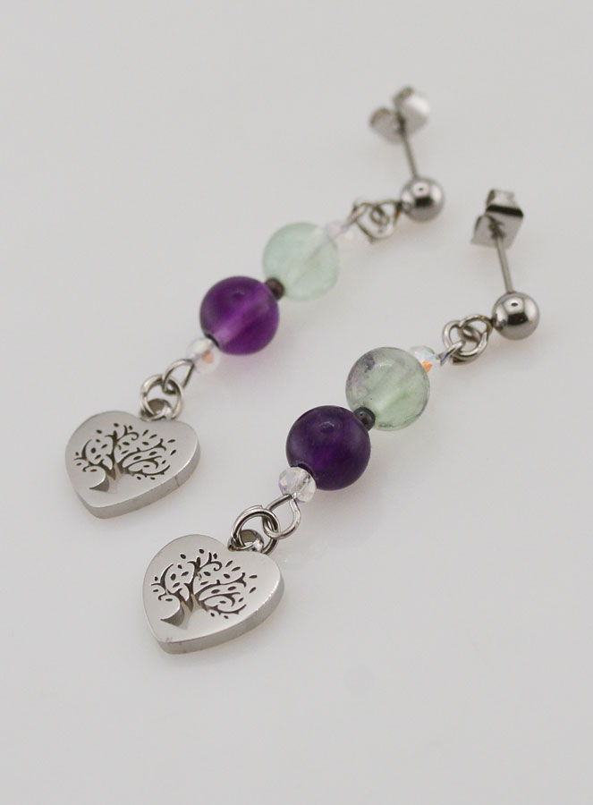 Orecchini Religiosi - Fluorite e Albero Della vita (pic 4)
