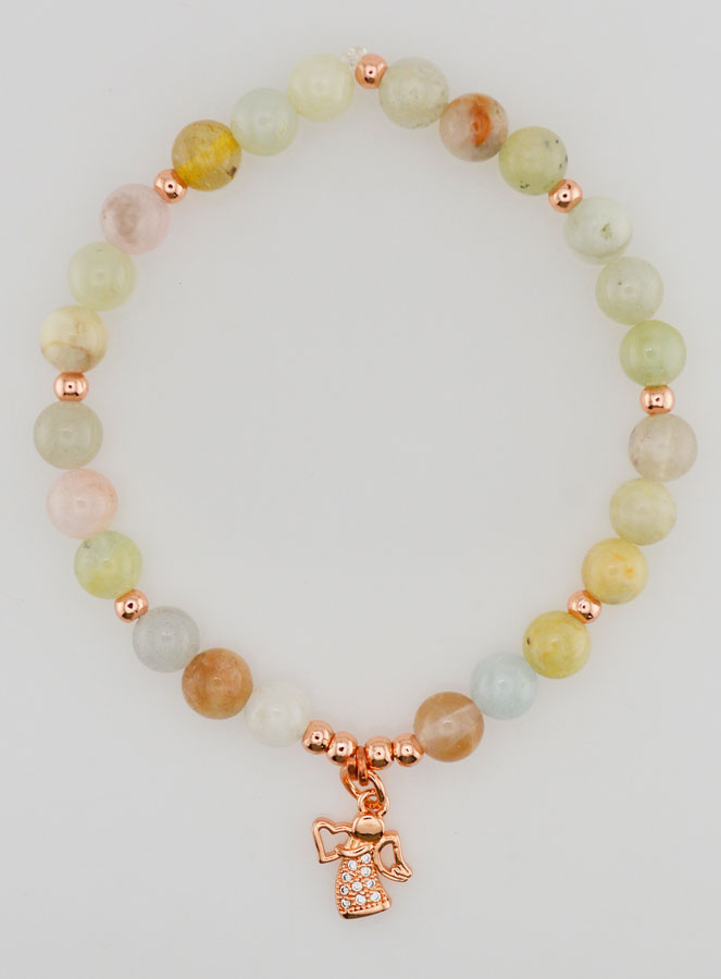 Bracciale in Pietra Naturale - Morganite e Angelo Custode (pic 1)