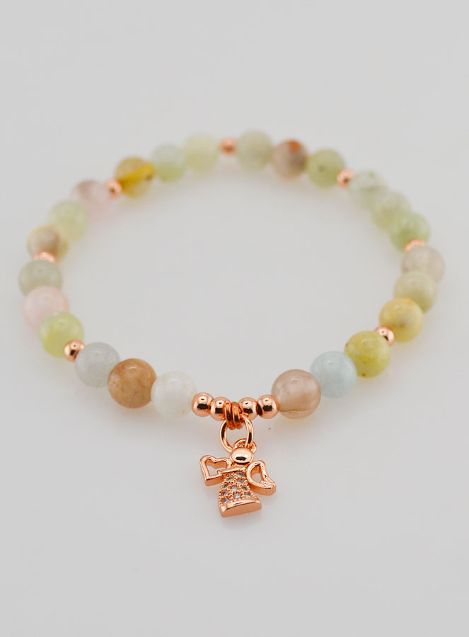 Bracciale in Pietra Naturale - Morganite e Angelo Custode (pic 2)