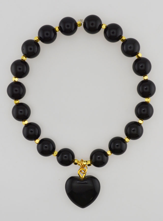 Bracciale in Pietra Naturale Cuore - Ossidiana (pic 1)