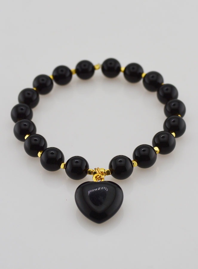 Bracciale in Pietra Naturale Cuore - Ossidiana (pic 2)