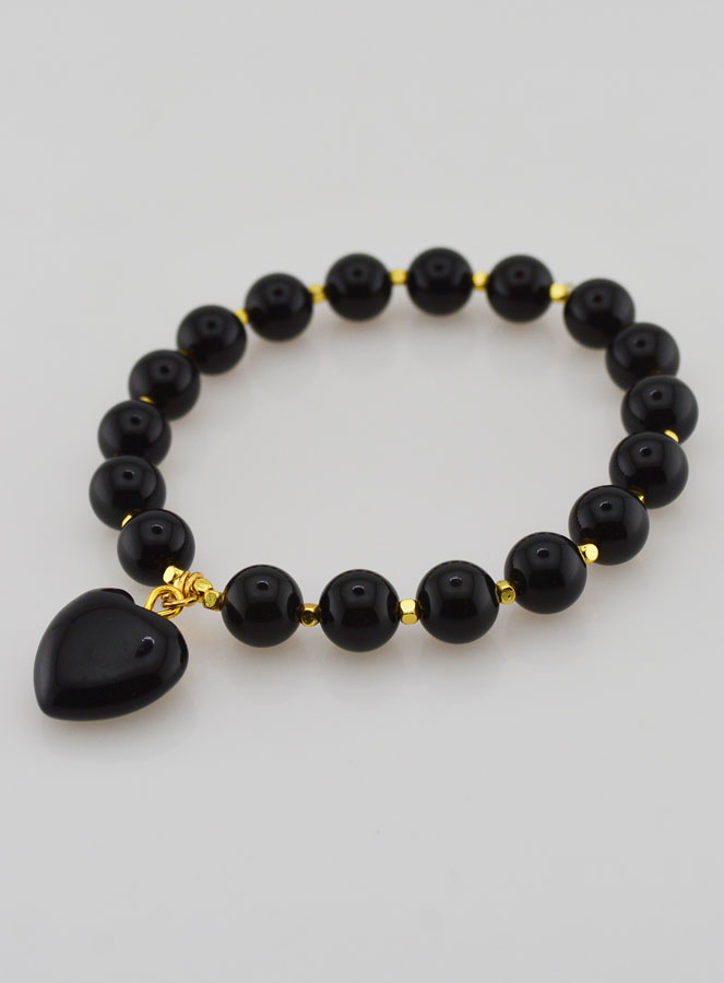 Bracciale in Pietra Naturale Cuore - Ossidiana (pic 3)