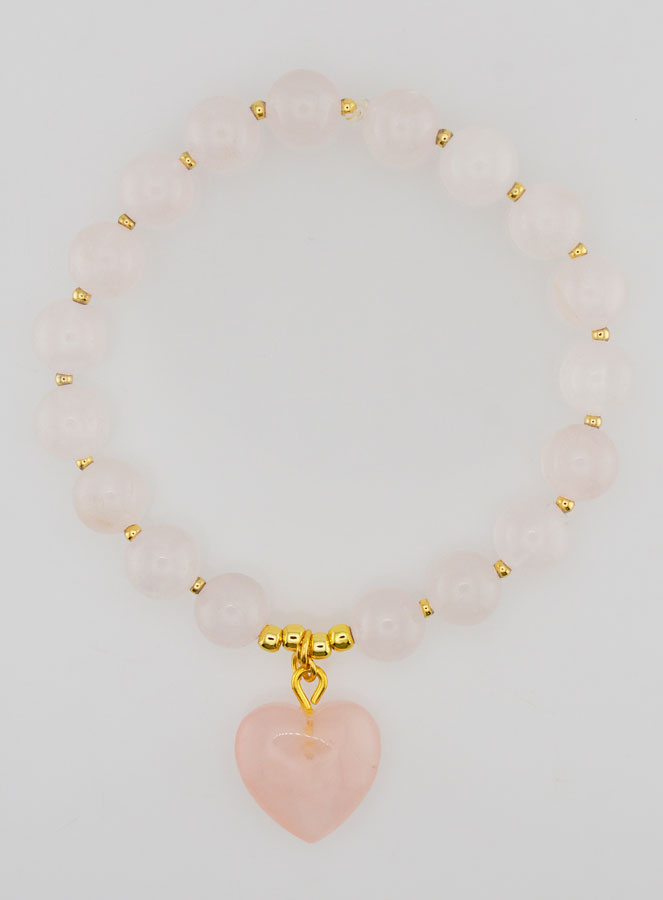 Bracciale in Pietra Naturale Cuore - Quarzo Rosa (pic 1)